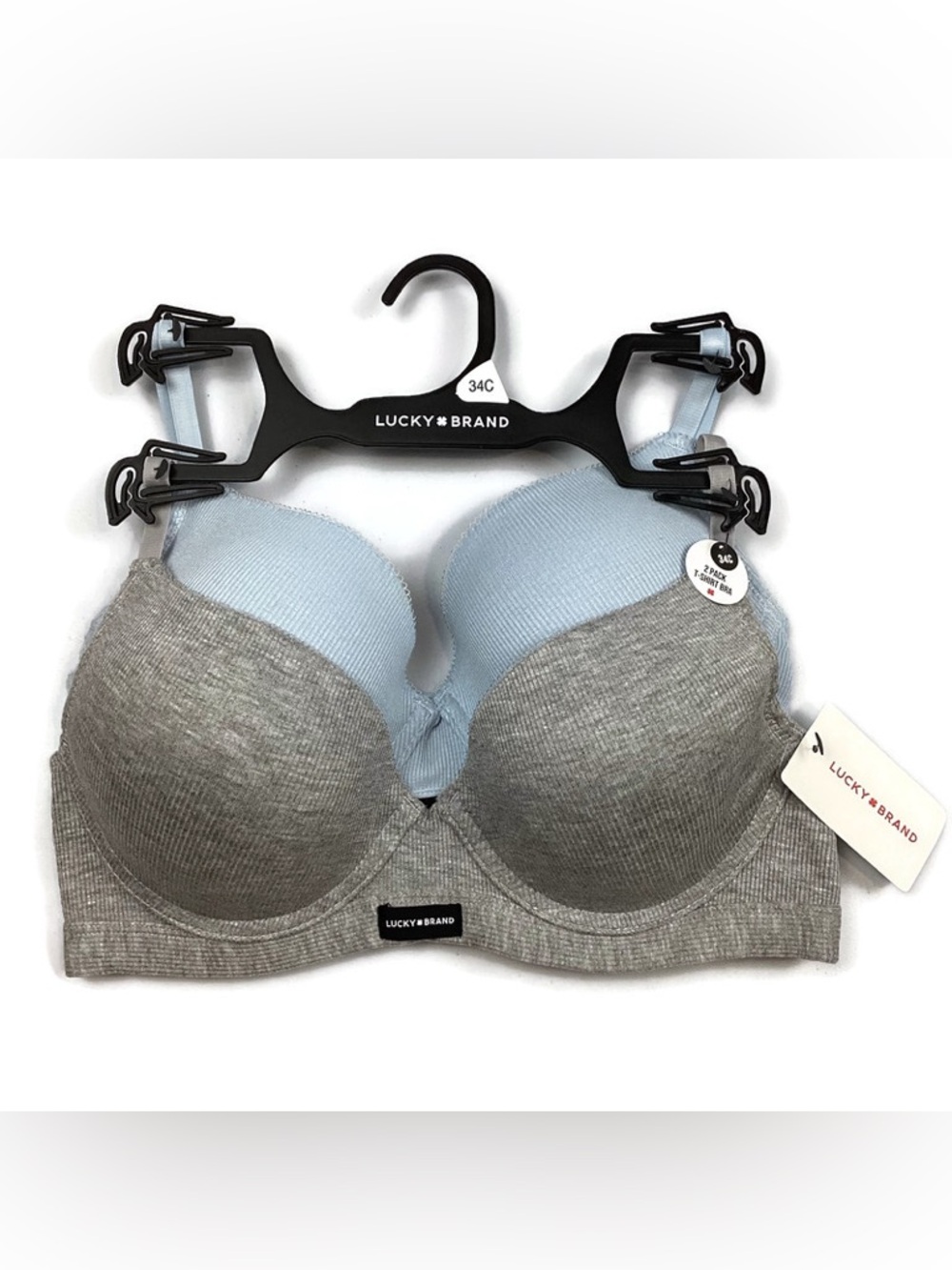 Lucky Brand 2 Pack T-Shirt Bra Size 34C NEW! Retail $60